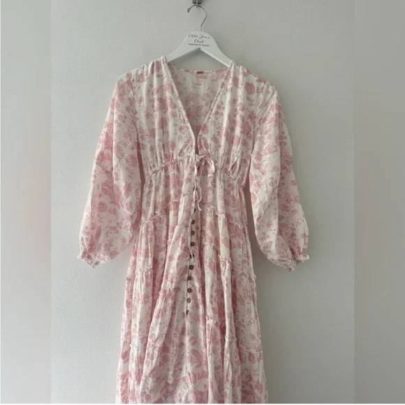 FREE PEOPLE Pappiet Midi Dress in Femme Combo S - Picture 5 of 9